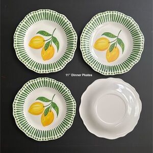 THE FARMHOUSE By Rachel Ashwell 100% Melamine Set Of 4 Lemon Patterned Plates
